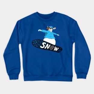 snowman on the board (blue) Crewneck Sweatshirt